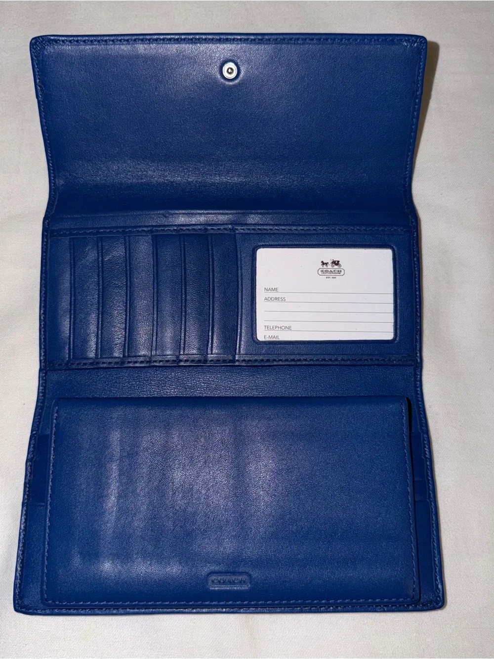 Vintage Coach Pleated Soho Blue Leather Wallet